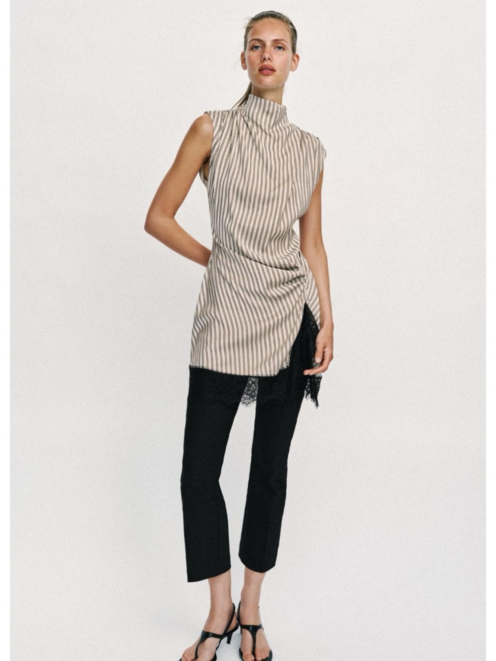 ZARA NWT Striped Lace Mini Dress